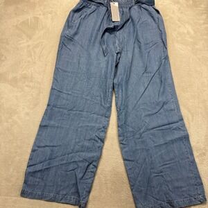 DR2 by Daniel Rainn Jeans Women's Large Blue Denim Wide Paperbag Waist Tie Waist